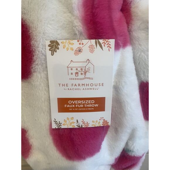 Rachel Ashwell Pink Pumpkin Oversized Faux‎ Fur Throw Blanket Fall 50”x70” NWT - Picture 2 of 4